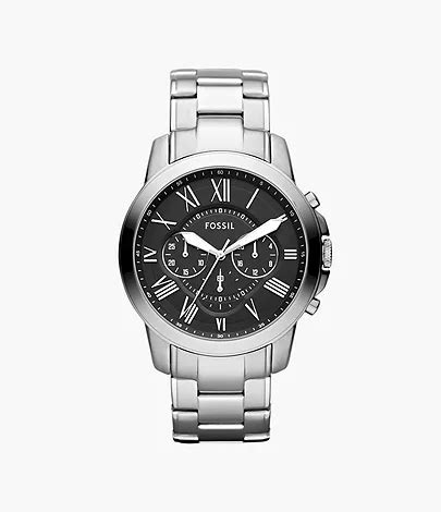 fossil grant chronograph stainless steel watch box set|grant 44mm chronograph watch.